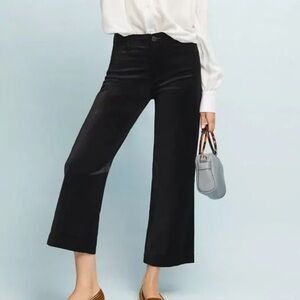 Paige Nellie High Rise Corduroy Culotte Pants jet black size 28